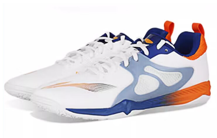 Li Ning Slip Resistant, Abrasion Resistant, Breathable Low top Training Shoes Unisex White Blue Orange