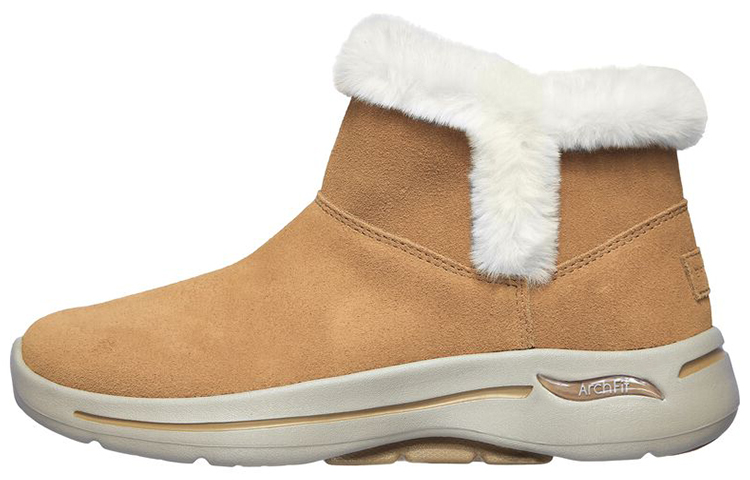 Skechers Go Walk Arch Fit Suede Short Snow Boots Women's Brown