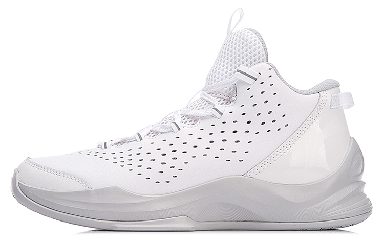 Li Ning Cushioning Rebound Cushioning Rebound Mid top Basketball Shoes Unisex White Gray