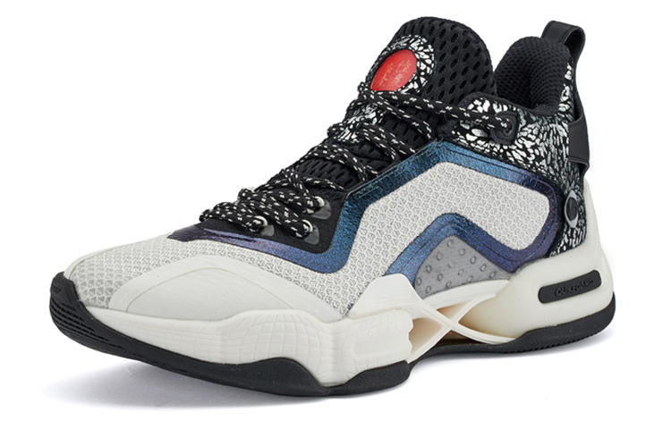 361° AG2 X Basketball Shoes Men’s Mid Top Feather White/Obsidian Black