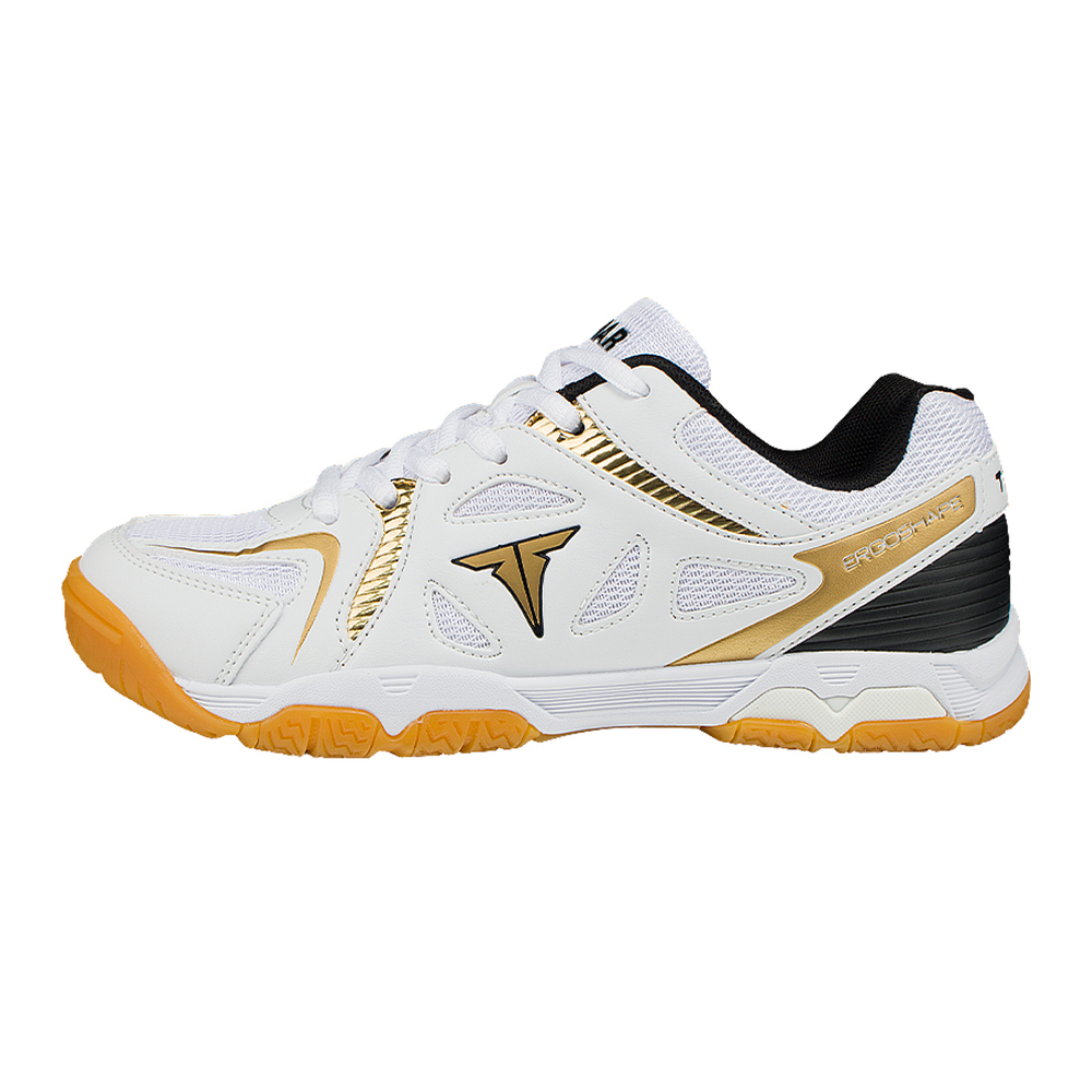 TIBHAR Slip Resistant Abrasion Resistant Breathable Function Classification Table Tennis Shoes Unisex White Black Gold