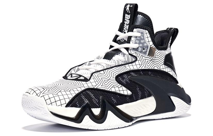 QIAODAN Thorn TD Cushioning Slip Resistant High top Basketball Shoes Men’s Black White