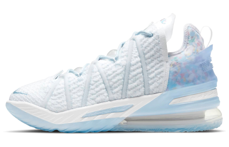 Nike Lebron 18 All-Star Playing the Future Fashion Comfort Fabric Synthetic Leather Shoes Shoes Anti-Slip and Wear-resistant Support Low Top Basketball Shoes Men and Women Similar Style Ice Blue Domestic Version
