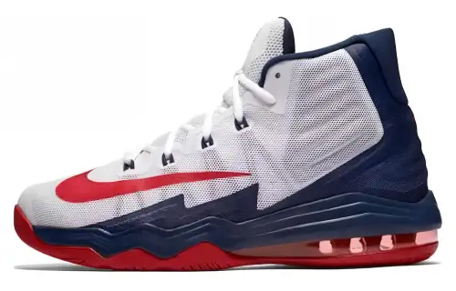 Nike Air Max Audacity 2016 round toe lace-up, shock-absorbing and wear-resistant, high-top basketball shoes, same style for men and women, white, black and red