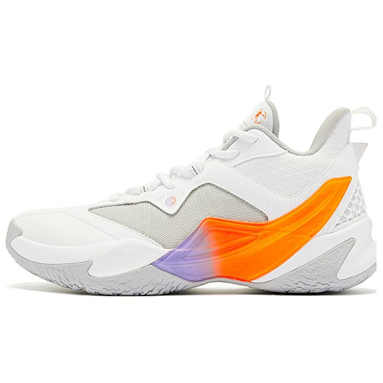 QIAODAN Comfortable Low top Basketball Shoes Men’s White Orange