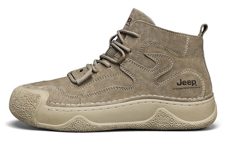 Jeep Leather Wear resistant And Lightweight Mid top Outdoor Shoes Men’s Space Gray