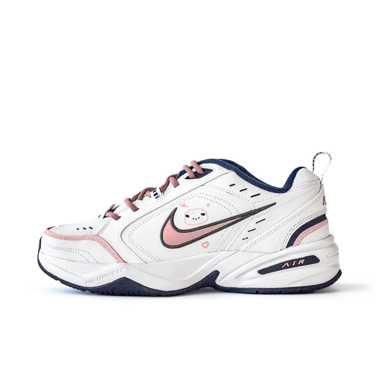 Nike Air Monarch 4 Sunset Drunk Slip Resistant Abrasion Resistant Low top Chunky Sneakers Unisex White Pink