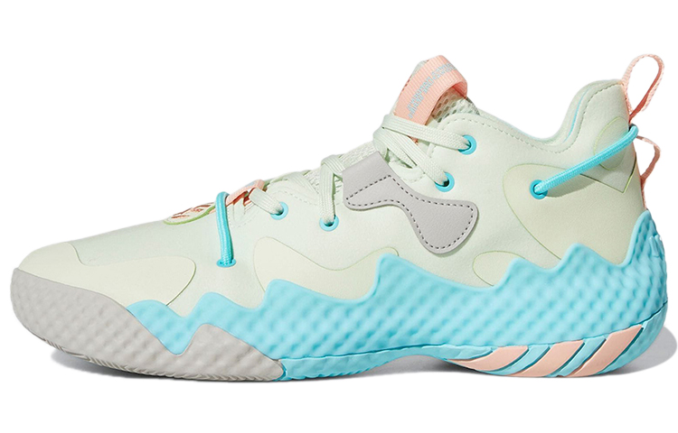 Adidas Harden Vol.6 Harden 6 Round Toe Lace Fabric Synthetic Leather TPU Shock Absorbing Anti-Slip Wear-Resistant Wrapped Support Mid-top Basketball Shoes Same Style for Men and Women Light Green