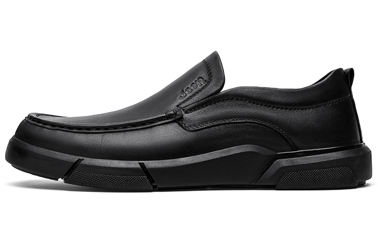 Jeep Casual Leather Shoes Men's Low Top Black