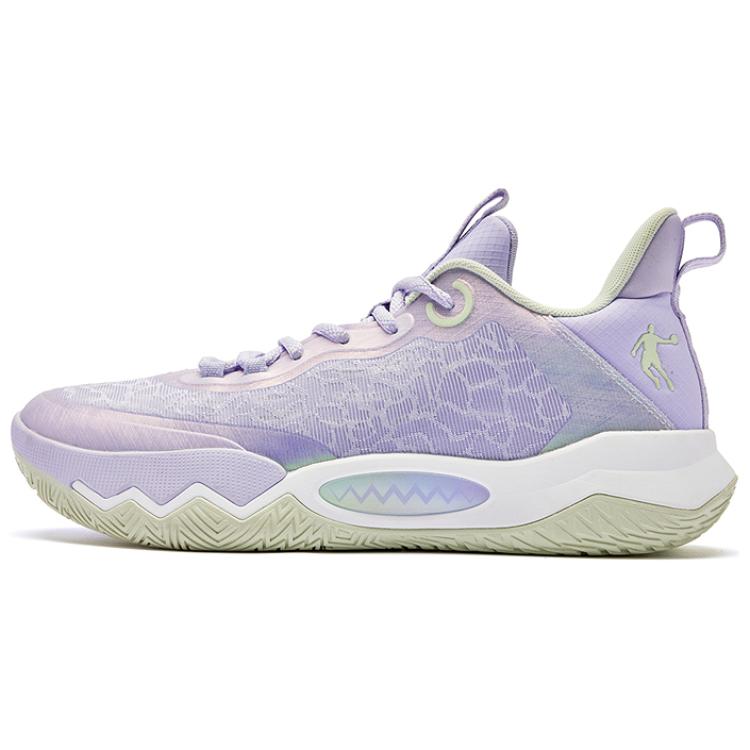 QIAODAN Wind Blade 4 TEAM Slip Resistant Low top Basketball Shoes Men’s Purple Green