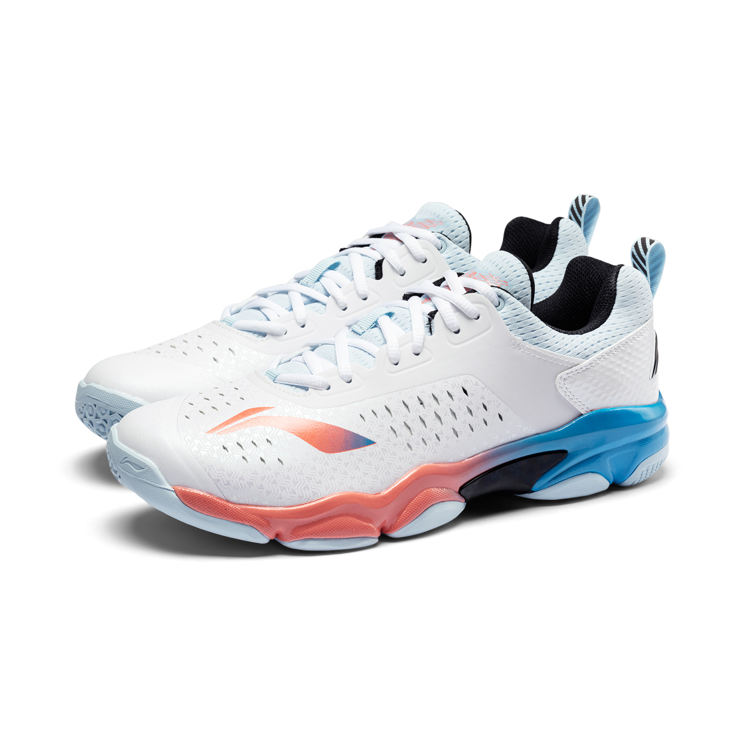 Li Ning Badminton Collection PU Synthetic Leather Low top Training Shoes Unisex White Blue