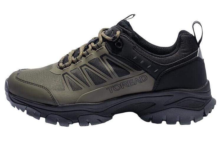 TOREAD Cushioning Slip Resistant Abrasion Resistant Waterproof Low top Hiking Shoes Men’s Green Black