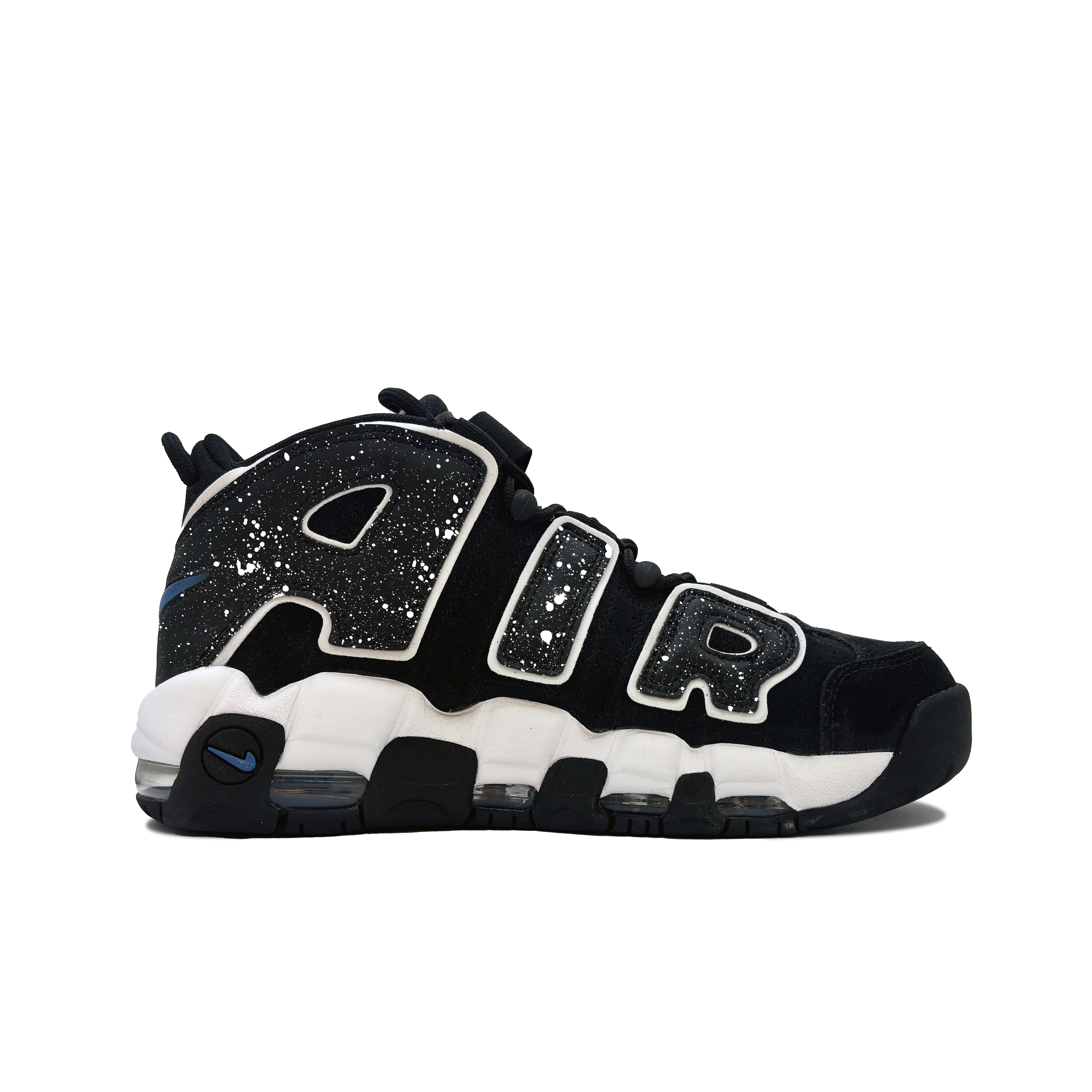 Nike Air More Uptempo Slip Resistant Abrasion Resistant Mid top Vintage Basketball Shoes Men’s Black
