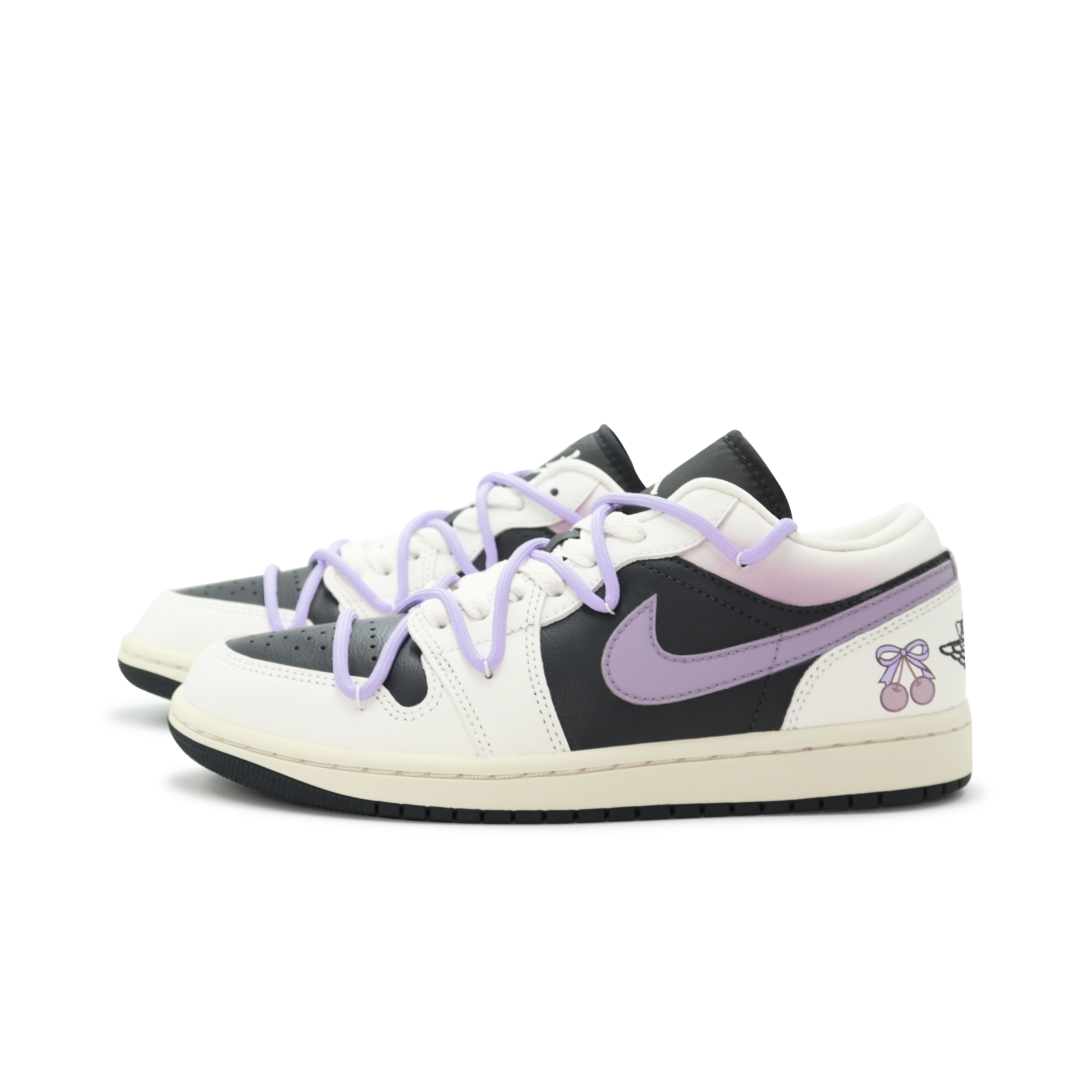 Jordan Air Jordan 1 Low Abrasion Resistant Breathable Cushioning Low top Vintage Basketball Shoes Women’s Black Purple