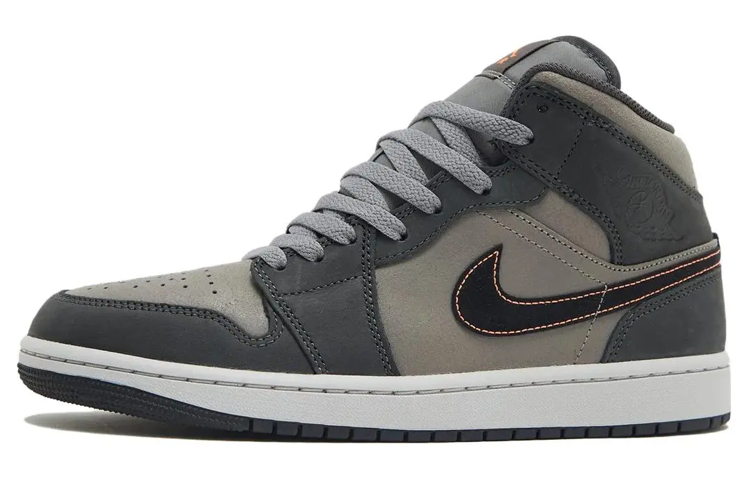 Jordan Air Jordan 1 Mid Trendy Mid top Vintage Basketball Shoes Men's Gray