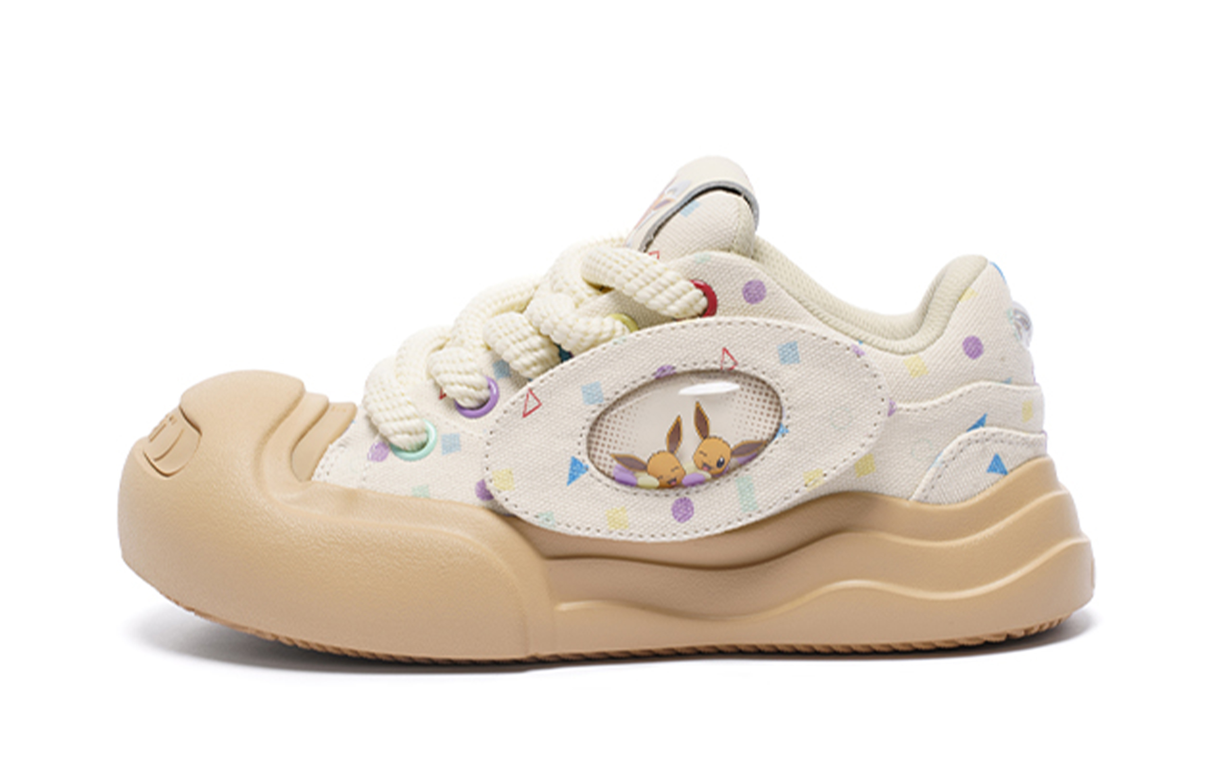 Pokemon x Ocai Low top Smile Open Ended Smiling Unisex Eevee Canvas Shoes