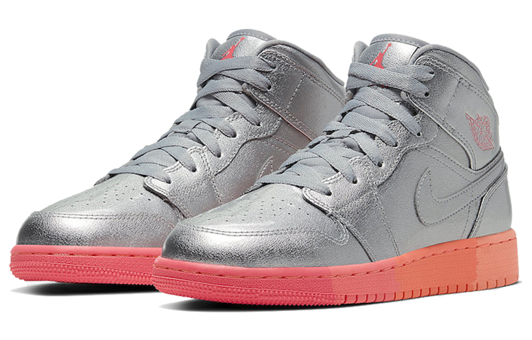 Jordan 1 Mid GS Metallic Silver Pink Crimson