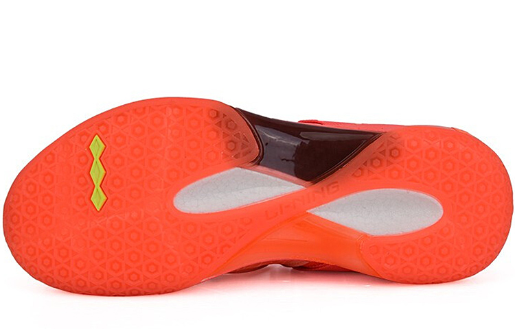 Li Ning Roar II Rubber Cushioning Slip Resistant Abrasion Resistant High top Badminton Shoes Men’s Neon Fruit Red