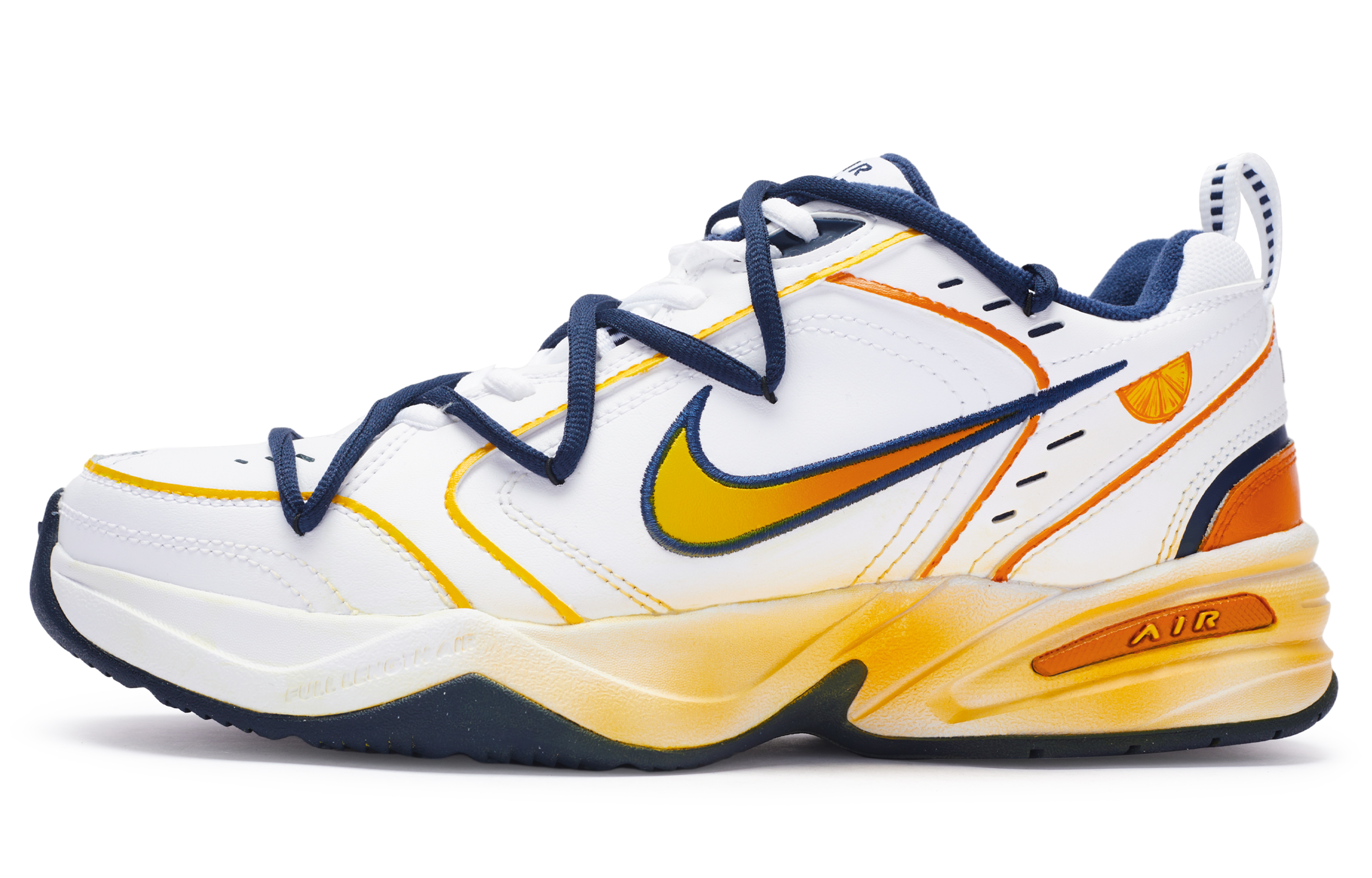 Nike Air Monarch 4 Textile, Leather Cushioning Low top Chunky Sneakers Unisex Yellow Orange White