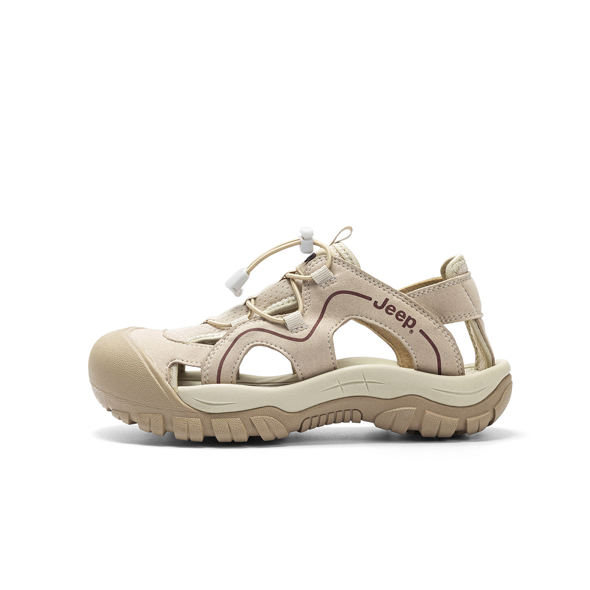 Jeep Textile, Synthetic Leather Beach Sandals Women's Light Gray