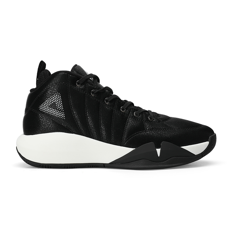 PEAK P MOTIVE Basketball Shoes Men’s Mid Top Black White