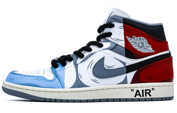 Jordan Air Jordan 1 Mid top Vintage Basketball Shoes Men’s Red Blue Gray