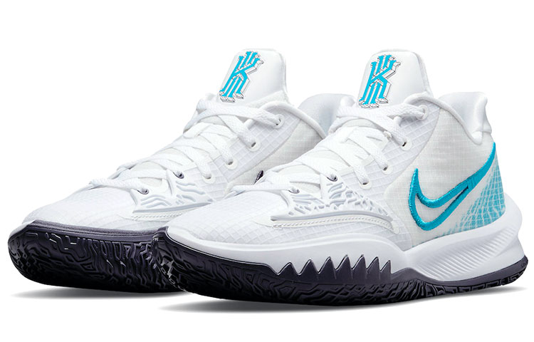 Кроссовки Nike Kyrie Low 4 (бело-синие) — Белый / синий — фото 3