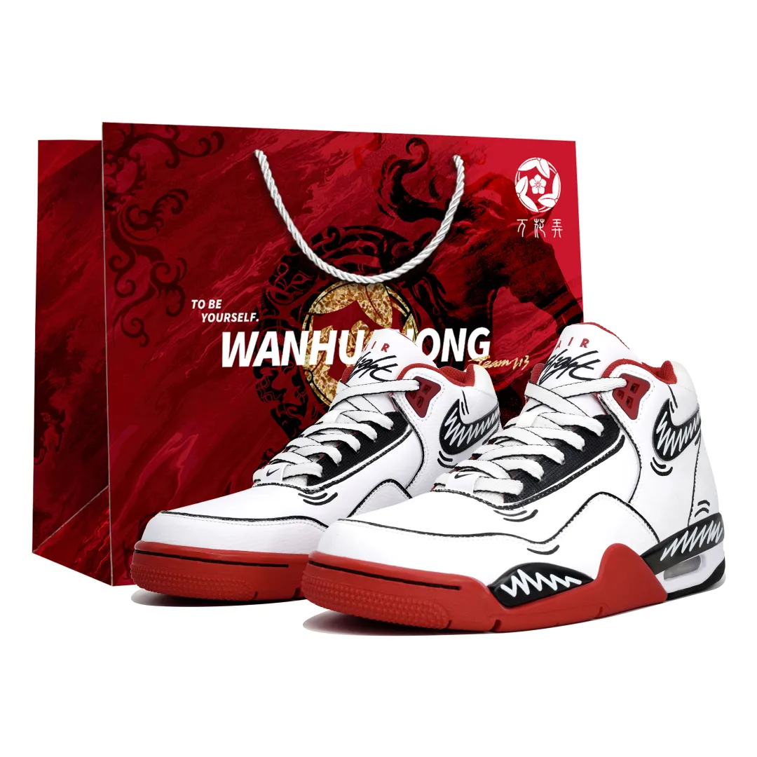 Nike Flight Legacy Mid top Vintage Basketball Shoes Unisex Red White Black