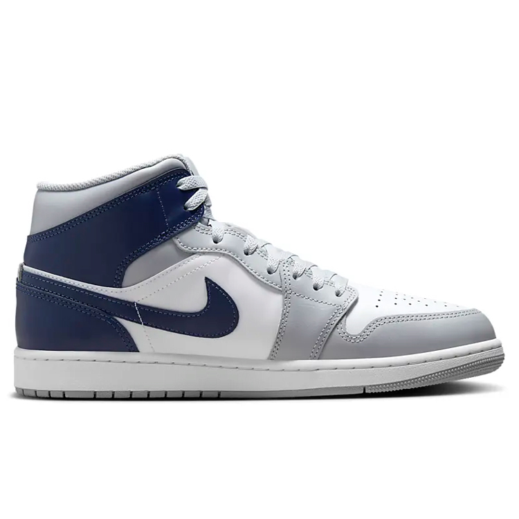 Jordan Air Jordan 1 Cushioning Slip Resistant Breathable Mid top Vintage Basketball Shoes Men’s Gray White Blue