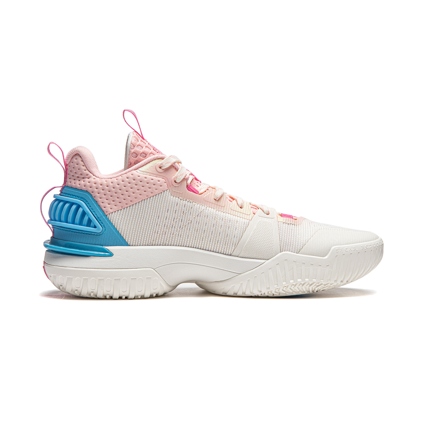 Li Ning Storm 2024 Cushioning Breathable Lightweight Rebound Low top Basketball Shoes Men’s White Pink