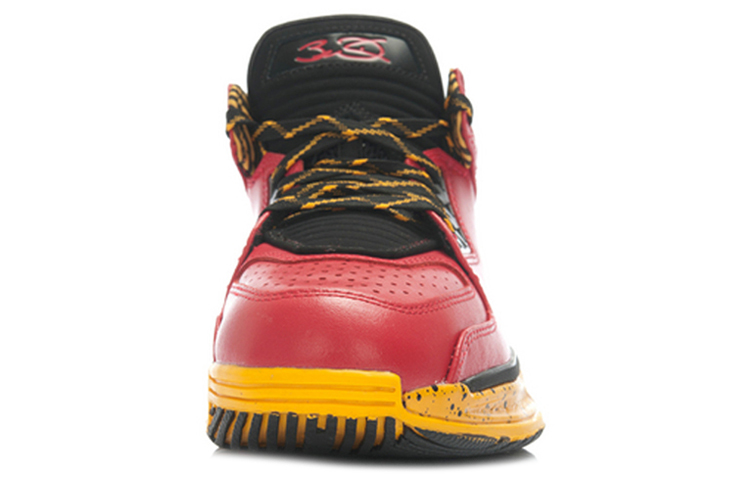 Li Ning WOW 2 Cushioning Rebound And Wear resistant Mid top Basketball Shoes Men’s Red Yellow Gray
