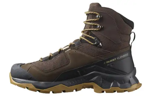SALOMON Gore Te QUEST ELEMENT Comfortable Slip Resistant Abrasion Resistant High top Outdoor Shoes Men's Coffee Brown