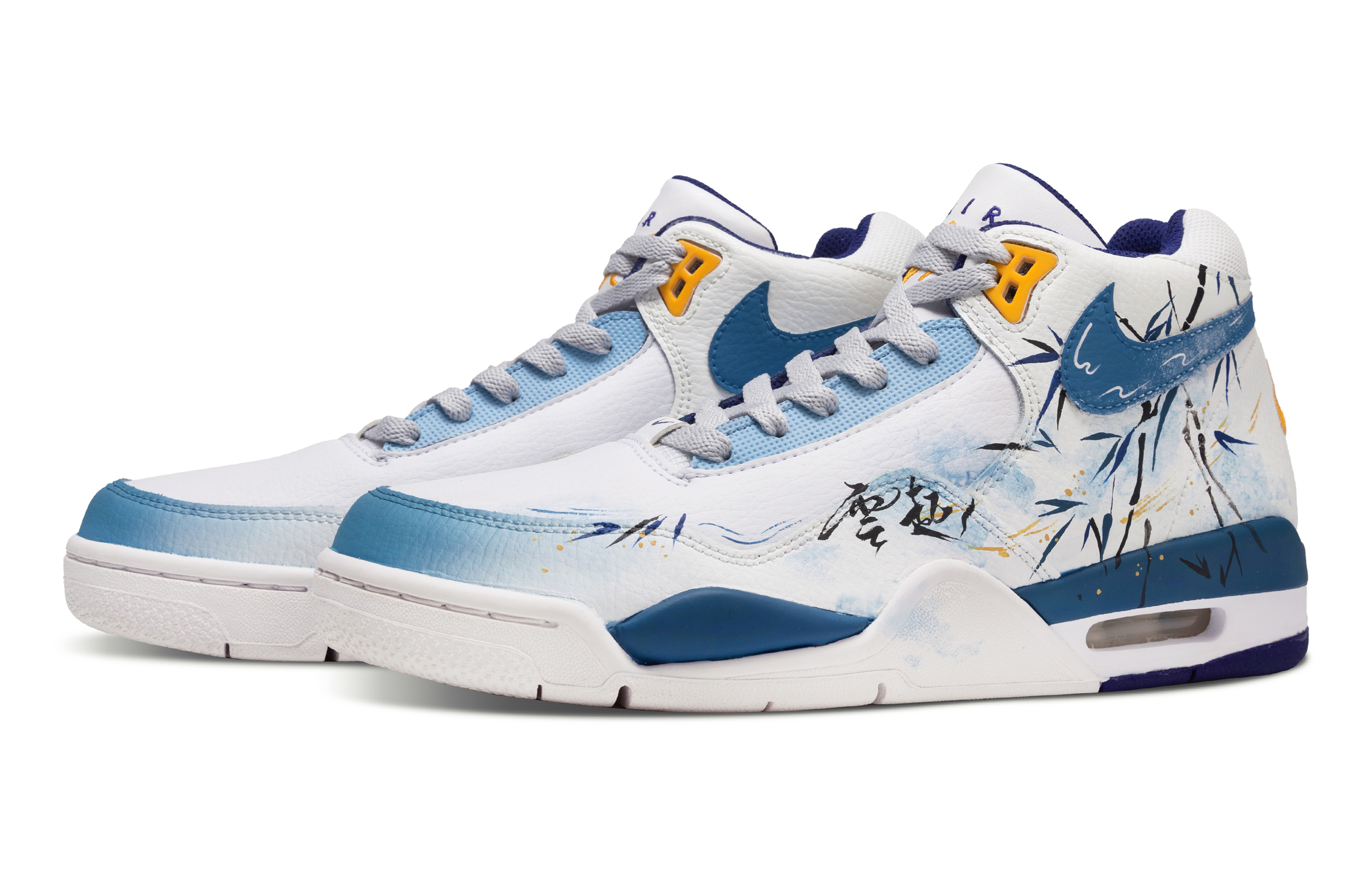 Nike Flight Legacy Breeze Blue Bamboo Slip Resistant Abrasion Resistant Mid top Vintage Basketball Shoes Men’s