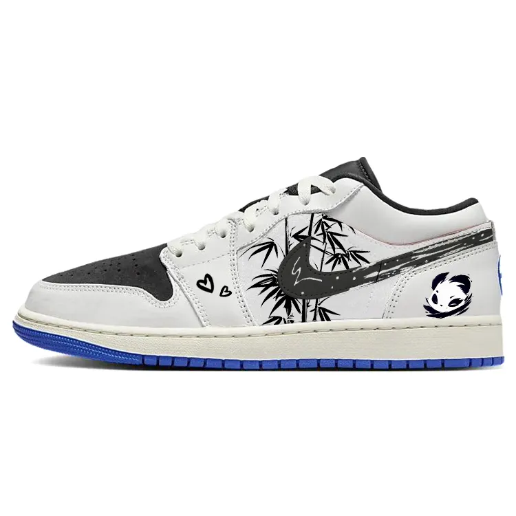 Jordan Air Jordan 1 Cushioning Slip Resistant Abrasion Resistant Low top Vintage Basketball Shoes Men's Black White