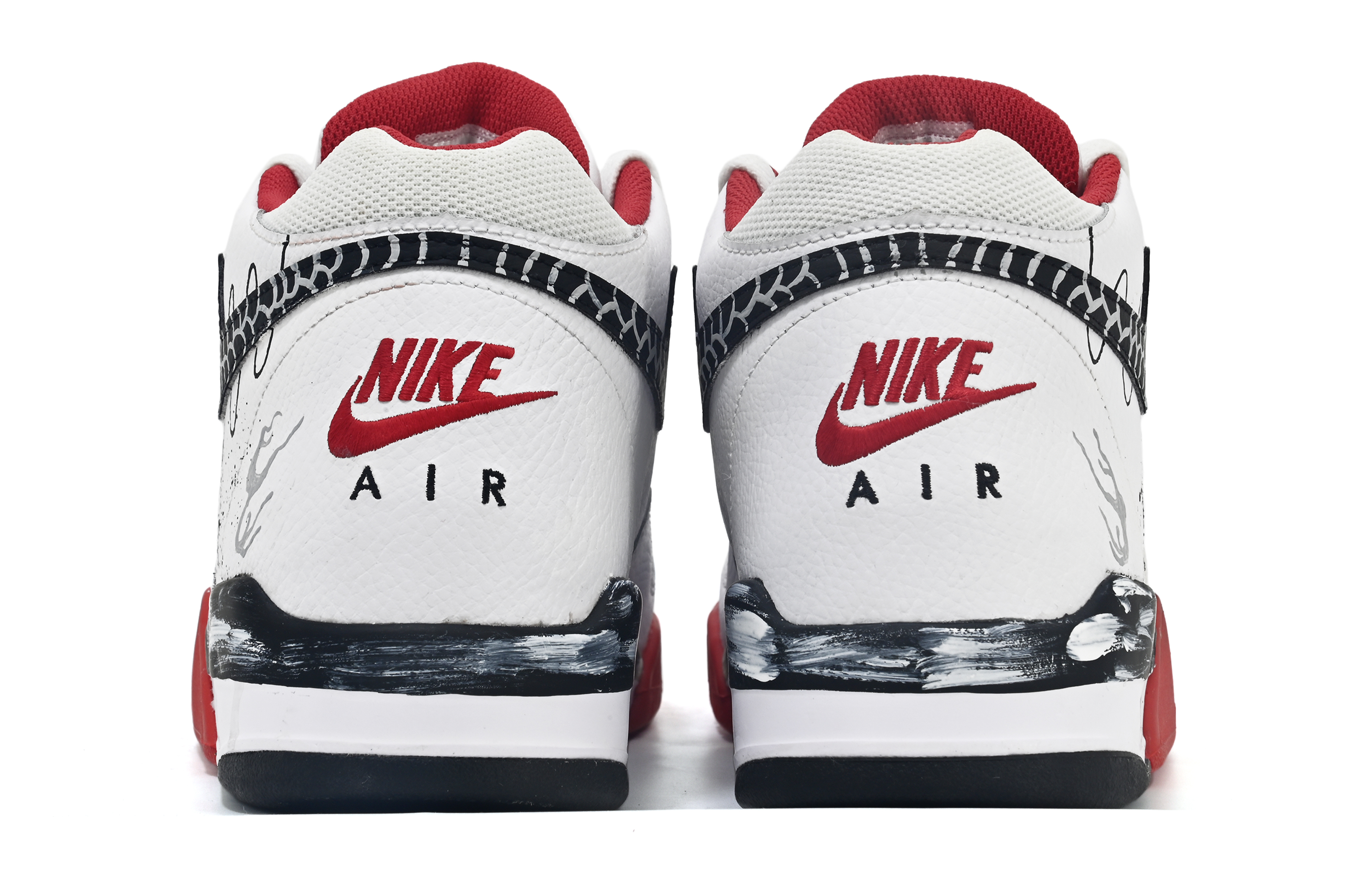 Nike Flight Legacy Slip Resistant Abrasion Resistant Mid top Vintage Basketball Shoes Unisex White Red Gray