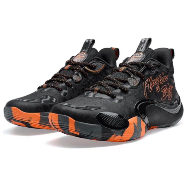 XTEP Slip Resistant Abrasion Resistant Slip Resistant Abrasion Resistant Low top Basketball Shoes Men’s Black Orange