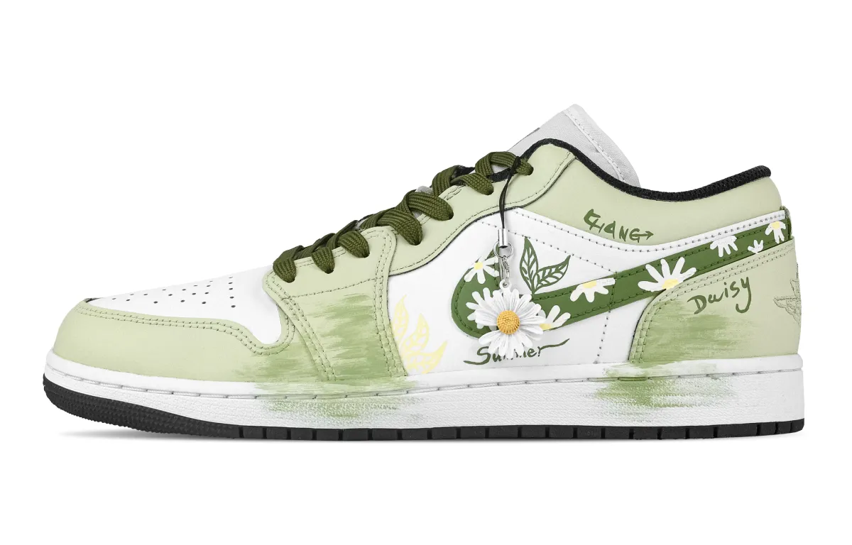 Jordan Air Jordan 1 Longing And Affection Low top Vintage Basketball Shoes Unisex White Green