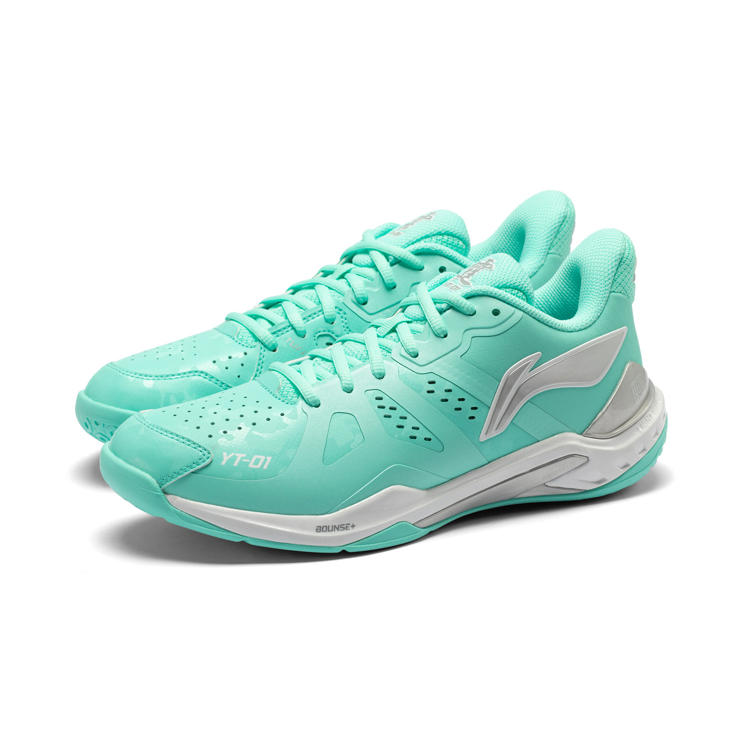 Li Ning Rubber Slip Resistant And Abrasion Resistant Coverage Low top Badminton Shoes Unisex Fluorescent Ice Cyan
