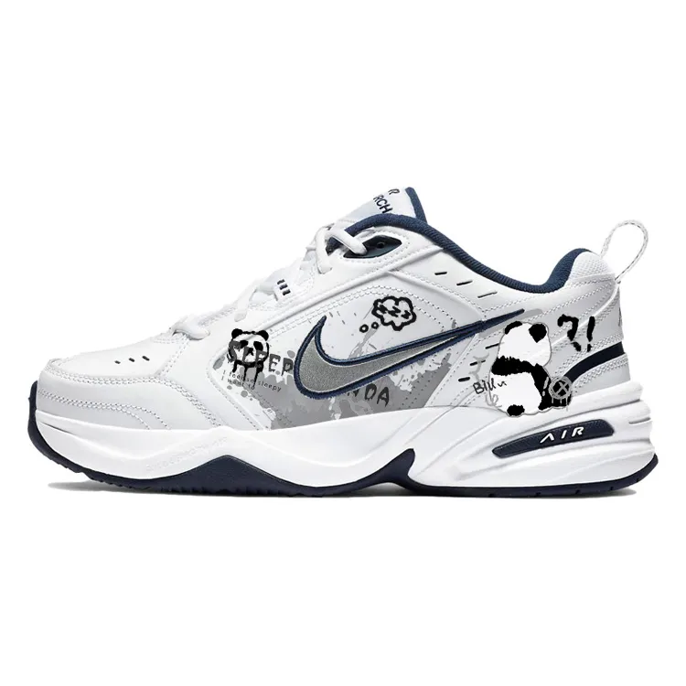 Nike Air Monarch 4 Slip Resistant Abrasion Resistant Low top Chunky Sneakers Unisex Black White