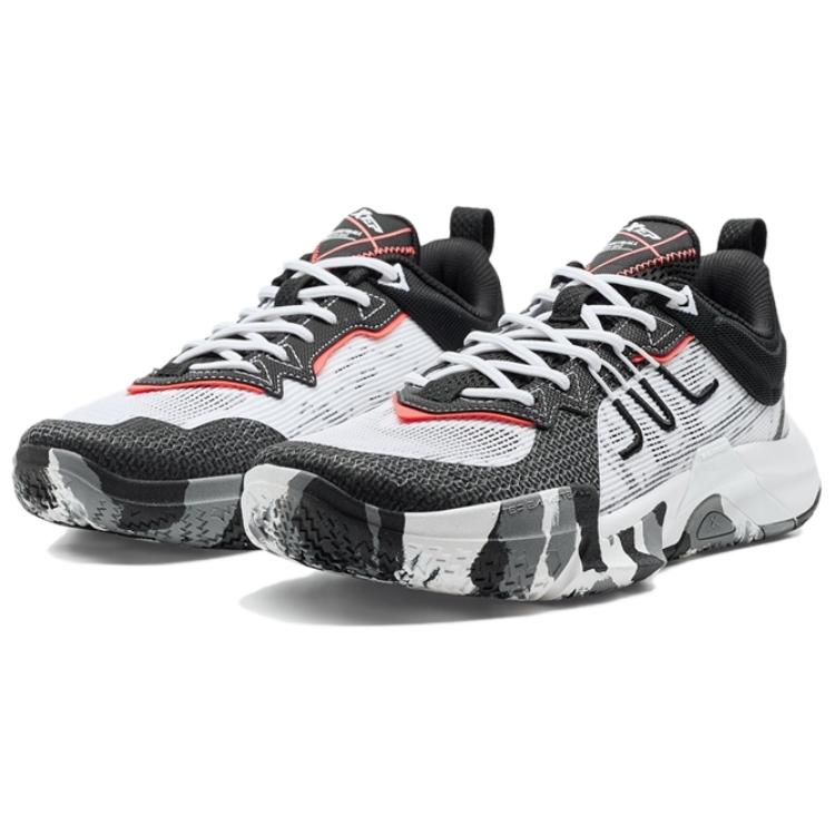 XTEP Slip Resistant Abrasion Resistant Low top Basketball Shoes Men’s Black White Gray