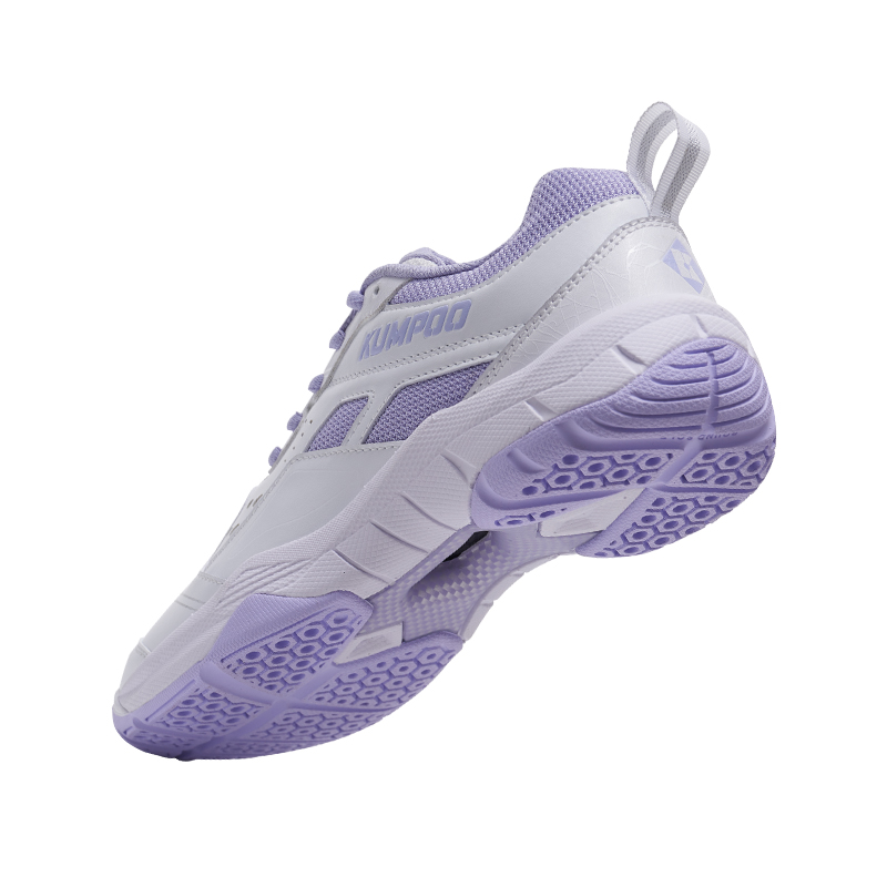 KUMPOO Cushioning Breathable Support Low top Badminton Shoes Unisex White Purple