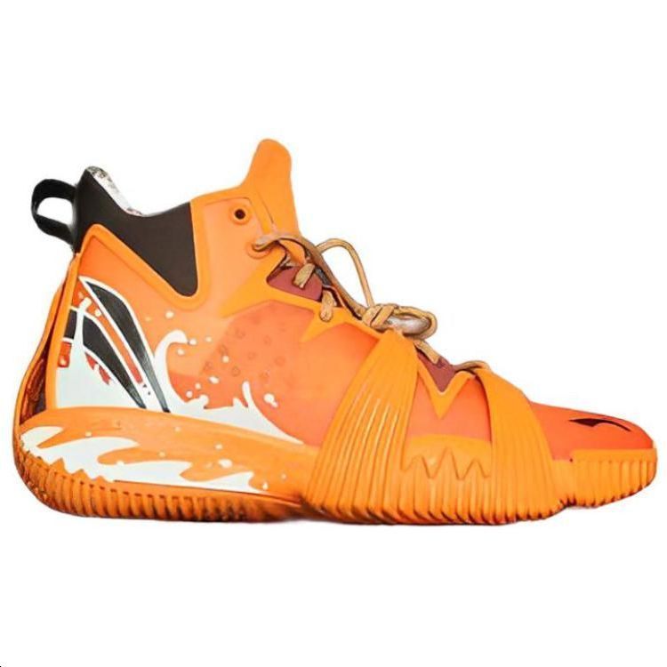 Li Ning Badfive 1 Badfive Slip Resistant Abrasion Resistant Mid top Basketball Shoes Men’s Orange