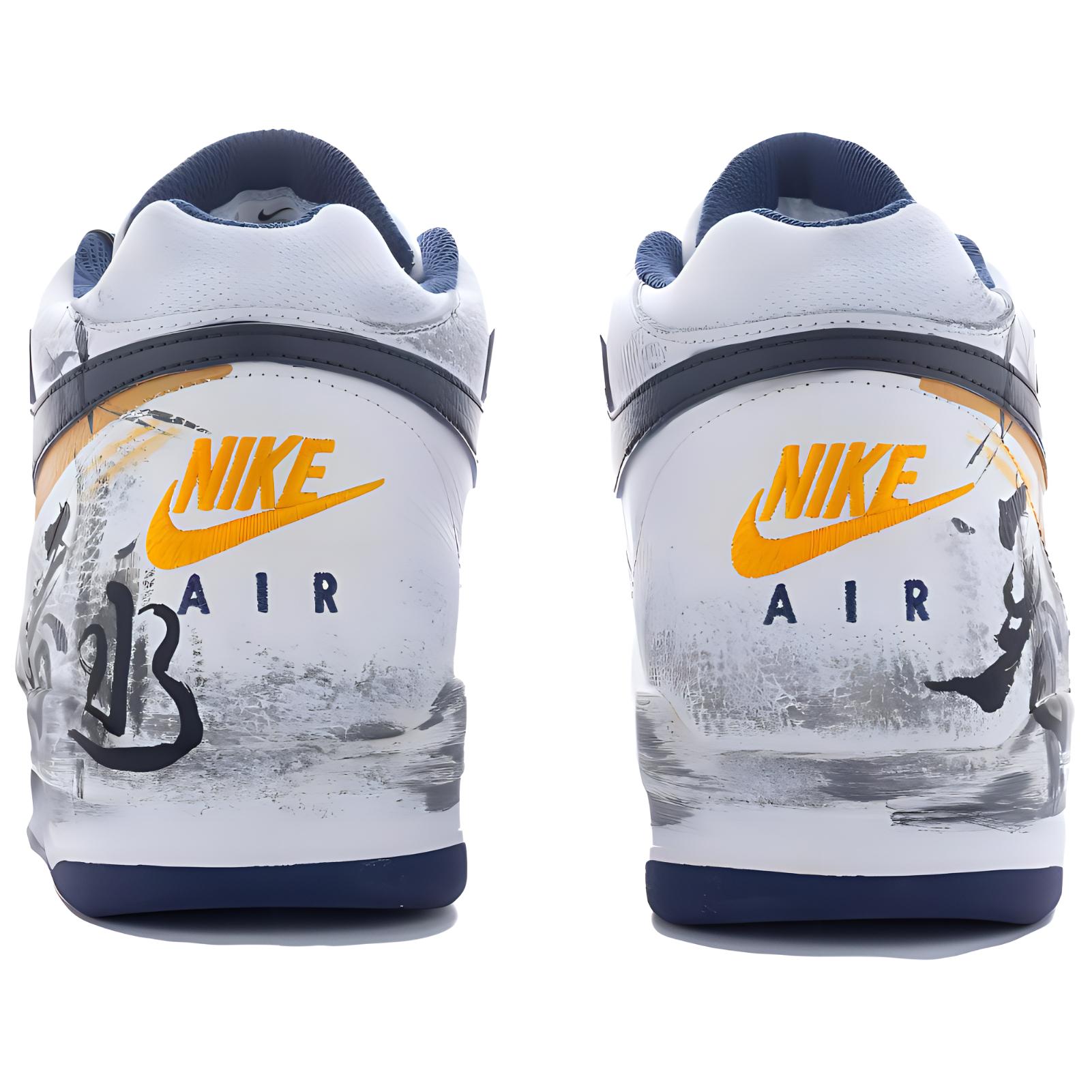 Nike Flight Legacy Slip Resistant And Abrasion Resistant Coverage Mid top Vintage Basketball Shoes Men’s White Yellow