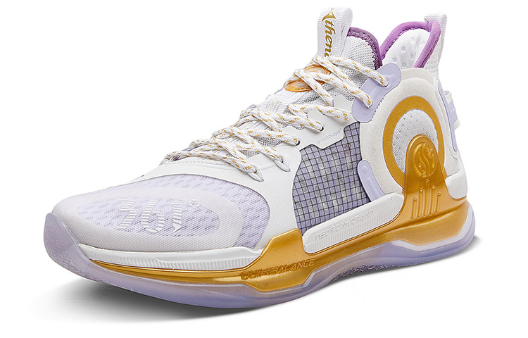 361° AG 1 Basketball Shoes Men’s Mid Top White/Gold/Purple
