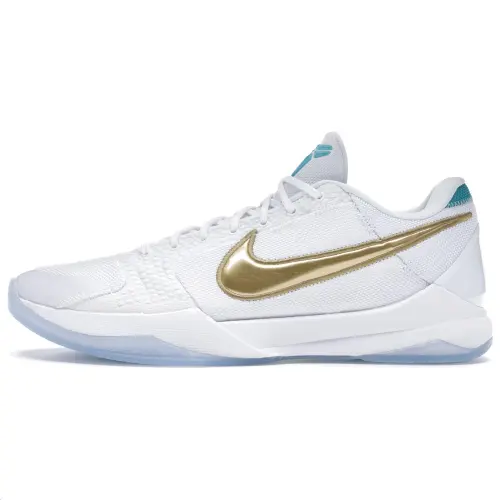 Nike Zoom Kobe 5 Slip Resistant Abrasion Resistant Low top Basketball Shoes Unisex White