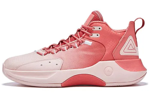 PEAK Nomadic Cushioning Slip Resistant Abrasion Resistant Mid top Performance Basketball Shoes Men's Peach Red