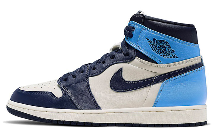 Jordan Air Jordan 1 Retro High OG Obsidian Trendy Shock Absorbing Anti-Slip Wear-Resistant High Top Retro Basketball Shoes Men's Black Blue White