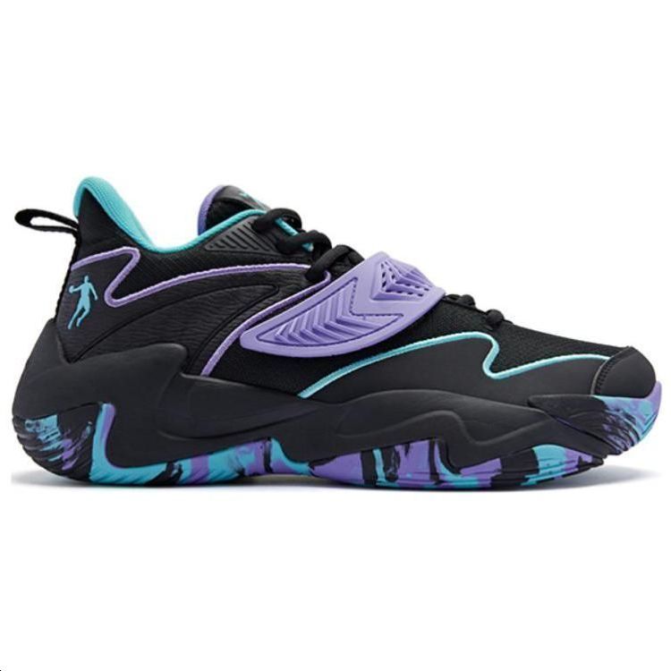 QIAODAN Comfortable Round Toe Cushioning, Wear Resistant Low top Basketball Shoes Men’s Black