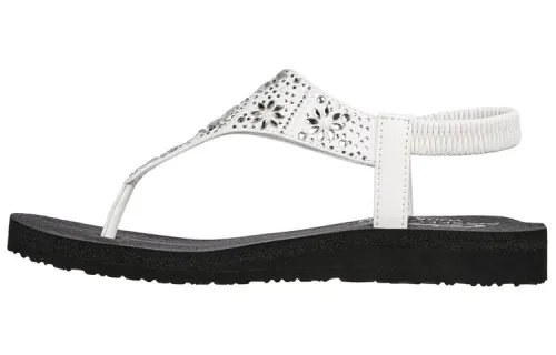Skechers Meditation Comfortable Rubber Sole Abrasion Resistant Flip Flops Women's White Black