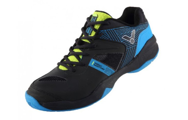 VICTOR Slip Resistant, Abrasion Resistant, Breathable Low top Sports Badminton Shoes Unisex Black Blue